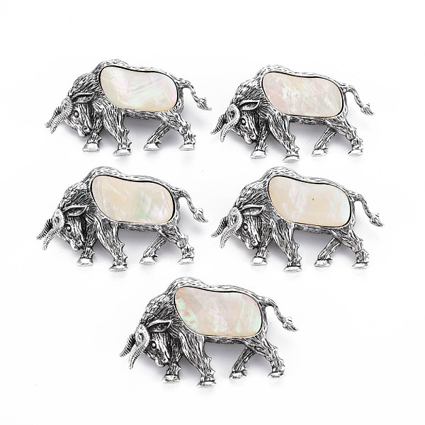

PandaHall Cow Alloy Brooch, Natural White Shell Lapel Pin with Loop for Backpack Clothes Pendant Jewelry, Cadmium Free & Lead Free, Antique..., Orange