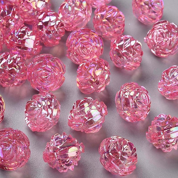 

PandaHall Transparent Acrylic Beads, AB Color, Flower, Hot Pink, 18x16.5mm, Hole: 2.5mm, about 228pcs/500g Acrylic Flower
