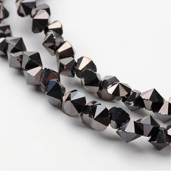

PandaHall Electroplate Glass Bead Strands, Full Plated, Faceted, Diamond, Black Plated, 4x4mm, Hole: 1mm, about 143pcs/strand, 11.8 inch...