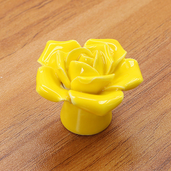 

PandaHall Porcelain Drawer Knob, with Alloy Findings and Screws, Cabinet Pulls Handles for Kitchen Cupboard Door and Bathroom Drawer..., Yellow