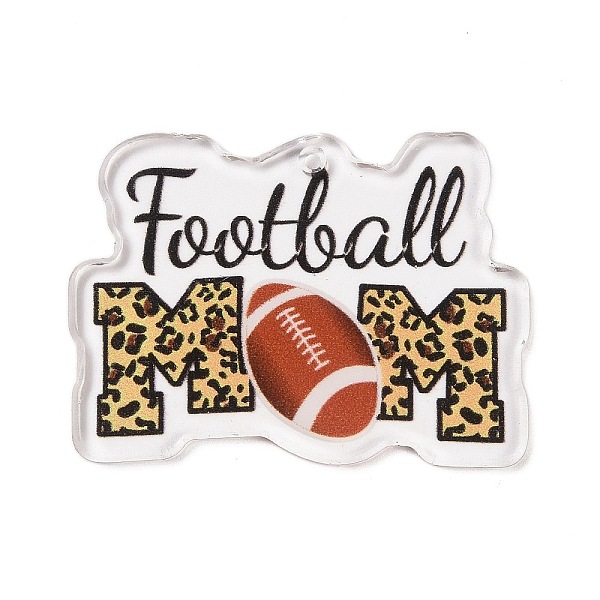 

PandaHall Sport Theme Transparent Acrylic Pendants, Word Football Mom, Chocolate, 42x30x2.3mm, Hole: 1.6mm Acrylic Brown