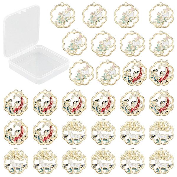 

PandaHall SUNNYCLUE Eco-Friendly Alloy Enamel Pendants, Flower, Cadmium Free & Lead Free, Light Gold, 30pcs/Box Alloy+Enamel Flower