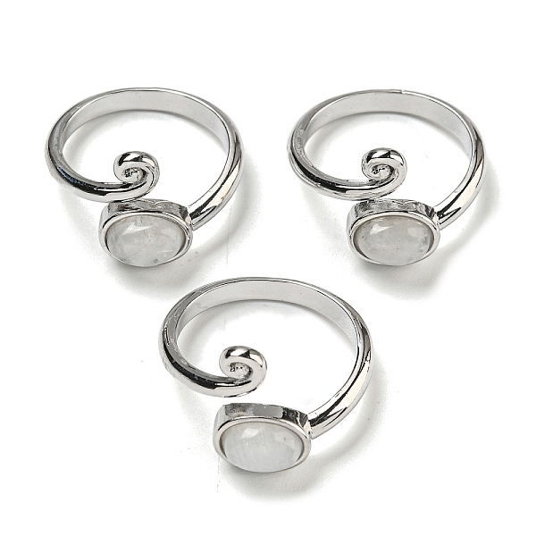 

PandaHall Natural Moonstone Adjustable Rings, with Platinum Brass Findings, Long-Lasting Plated, Jewely for Women, Oval, Adjustable...