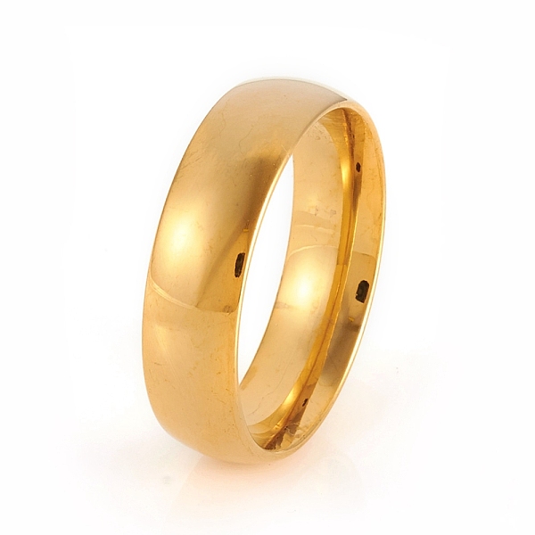 

PandaHall 201 Stainless Steel Plain Band Rings, Golden, Size 9, Inner Diameter: 19mm, 6mm 201 Stainless Steel