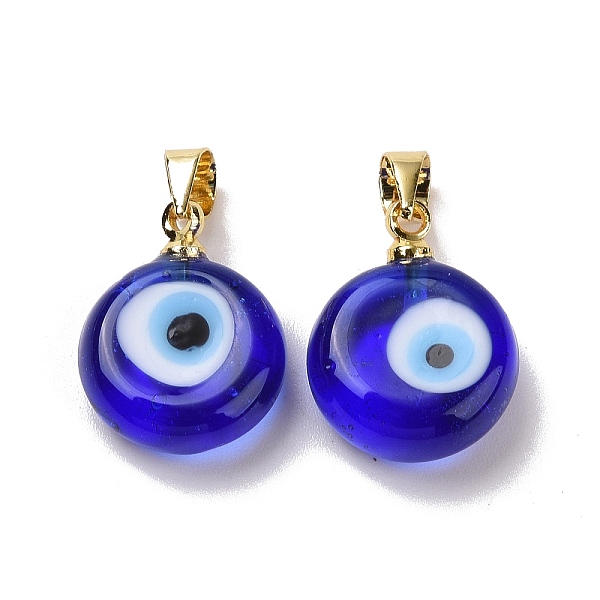 

PandaHall Handmade Lampwork Evil Eye Pendants, with Real 18K Gold Plated Brass Findings, Cadmium Free & Lead Free, Dark Blue, 15x12x5mm...