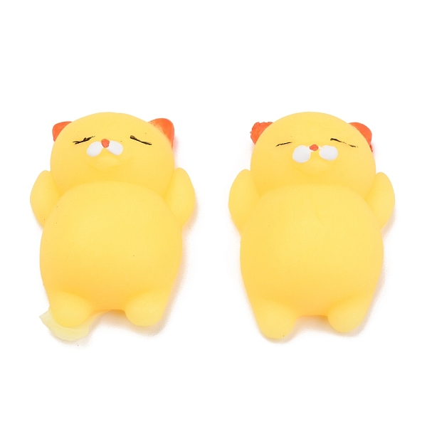 PandaHall Cat Shape Stress Toy, Funny Fidget Sensory Toy, for Stress Anxiety Relief, Yellow, 52x35x18mm Plastic Yellow