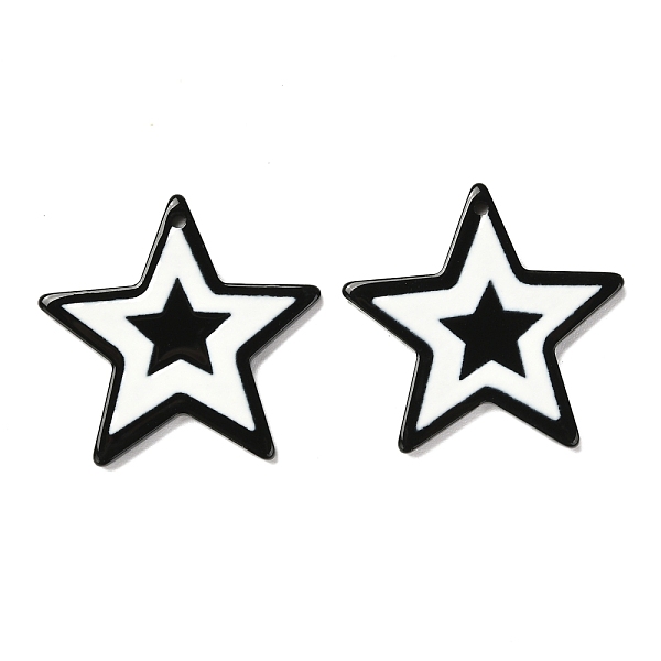 

PandaHall Opaque Acrylic Pendants, Black & White, Star, Black, 30x32x3mm, Hole: 1.5mm Acrylic Star Black