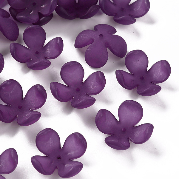 

PandaHall Frosted Acrylic Bead Caps, 4-Petal, Flower, Dark Orchid, 27x27x11mm, Hole: 1.8mm, about 276pcs/500g Acrylic