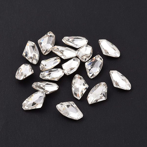 

PandaHall Glass Rhinestone Cabochons, Pointed Back & Silver Back Plated, Axe, Crystal, 10x6x3mm Glass Rhinestone Nuggets Clear