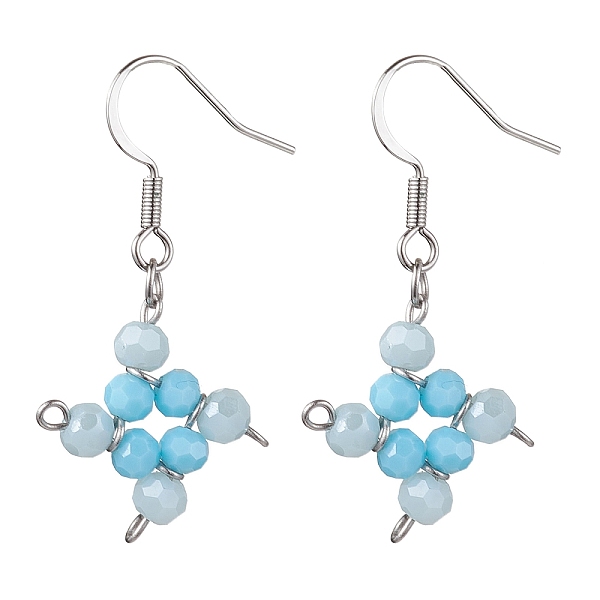 

PandaHall Rhombus Glass Beaded Dangle Earrings, with 304 Stainless Steel Findings, Light Sky Blue, 38~39x18.5~19.5mm Glass Rhombus