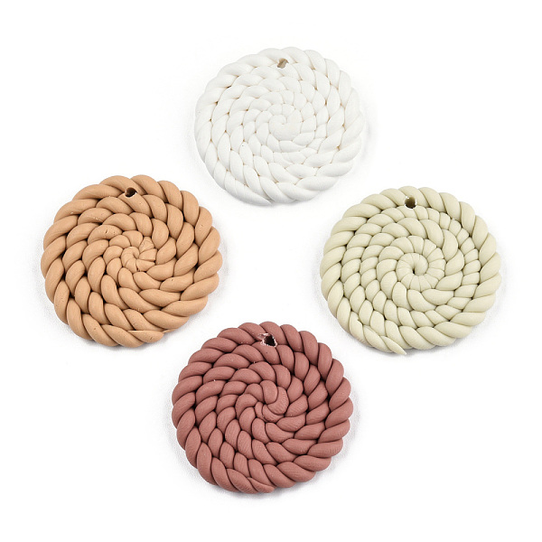 

PandaHall Handmade Polymer Clay Pendants, Braided Flat Round, Mixed Color, 31~32.5x4~4.5mm, Hole: 1.6mm Polymer Clay Flat Round Multicolor