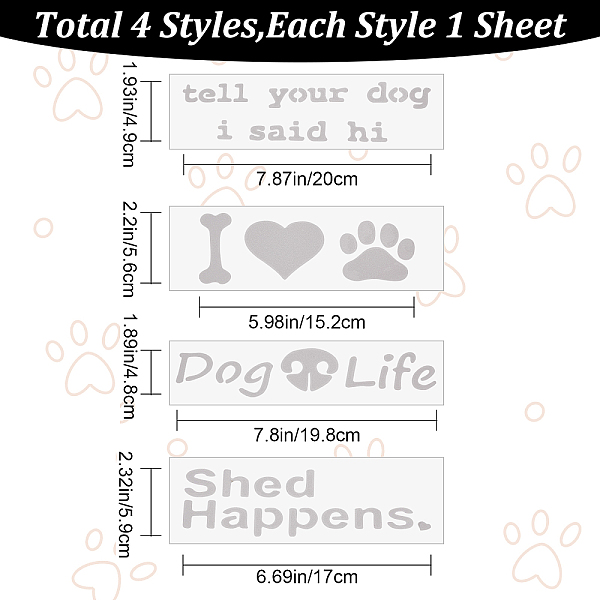

PandaHall GORGECRAFT 4 Sheets Dog Car Decals Dog Paw Heart Beat Sticker Shed Happens Plastic Adhesive Car Stickers Waterproof Window Decals..., White