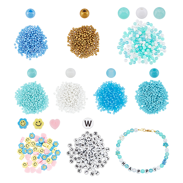 

PandaHall ARRICRAFT DIY Beads Making Finding Kits, Including Round Glass Seed & Letter Acrylic & Smiling Face Polymer Clay Beads, Mixed..., Multicolor