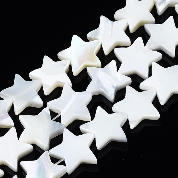 

PandaHall Natural Trochid Shell/Trochus Shell Beads Strands, Bleach, Star, White, 10~11.5x11~12x3mm, Hole: 0.5mm, about 39~40pcs/strand...