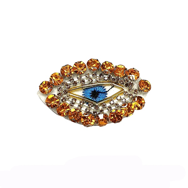 

PandaHall Evil Eye Handicraft Rhinestone Beading Appliques, Computerized Embroidery Sew on Patches, Ornament Accessories, Dark Orange...