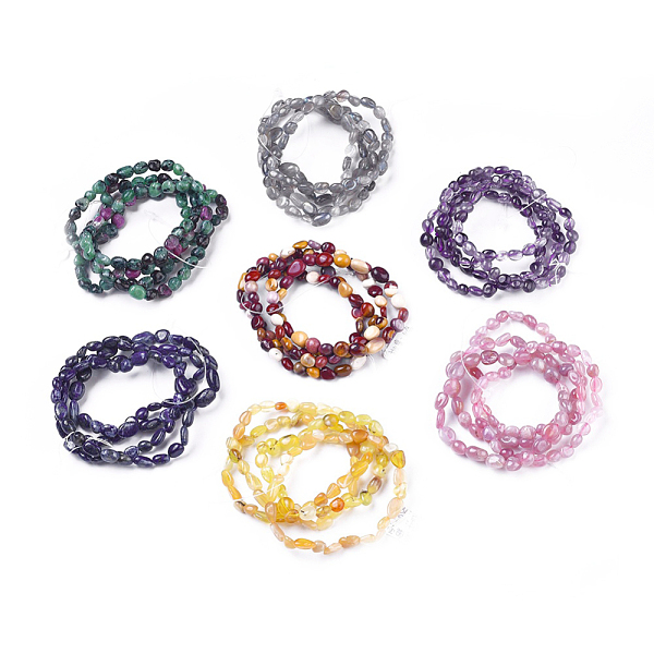 

PandaHall Natural Mixed Gemstone Bead Stretch Bracelets, Tumbled Stone, Nuggets, Inner Diameter: 2~2-1/4 inch(5.2~5.6cm) Mixed Stone