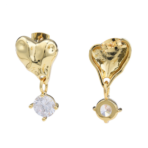 

PandaHall Cubic Zirconia Heart Dangle Earrings, Golden Brass Jewelry for Women, Nickel Free, Clear, 29x14.5mm, Pin: 0.7mm Cubic Zirconia...