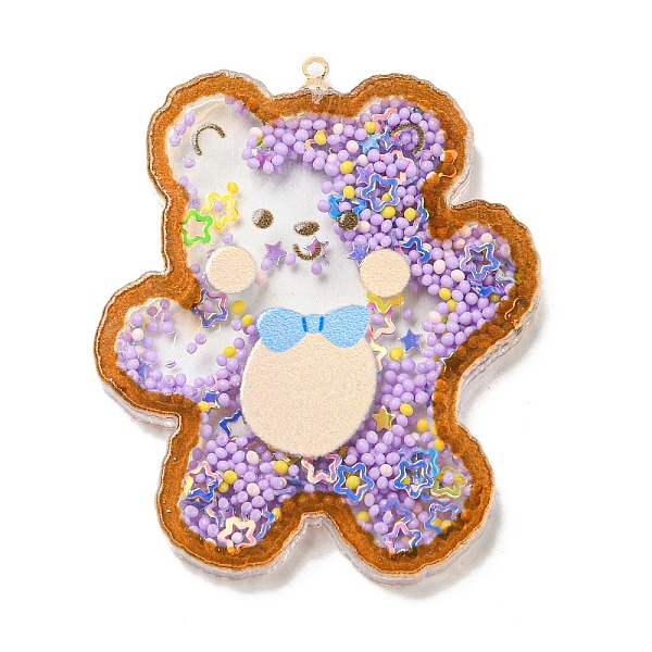 

PandaHall Oil Hourglass Beads Acrylic Pendants, Golden, Bear, 52x43x5mm, Hole: 1.6mm Acrylic Bear