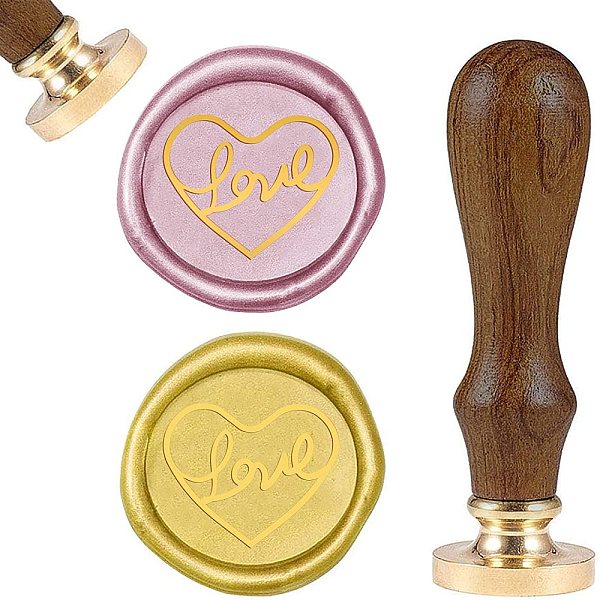 PandaHall CRASPIRE Wax Seal Stamp Love Retro Sealing Wax Stamp Heart with Removable Brass Head Wooden Handle for Wedding Invitation Envelope