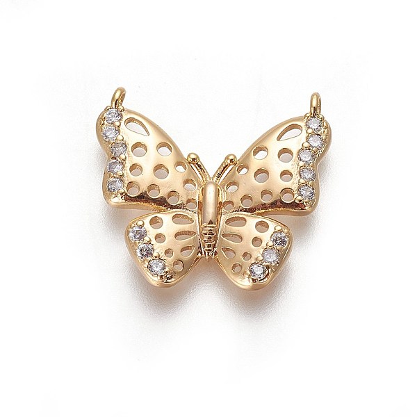 

PandaHall Brass Micro Pave Cubic Zirconia Pendants, Butterfly, Clear, Golden, 19x21x2.7mm, Hole: 1.2mm Brass+Cubic Zirconia Butterfly Clear