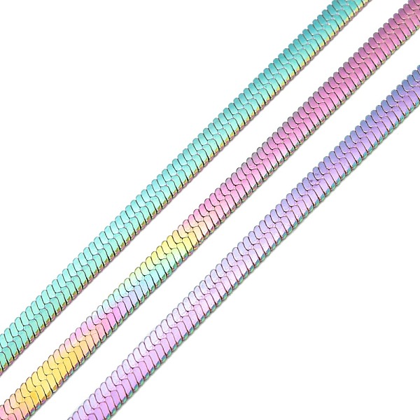 

PandaHall Ion Plating(IP) 304 Stainless Steel Herringbone Chains, with Spool, Soldered, Rainbow Color, 4mm, about 5m/roll 304 Stainless...