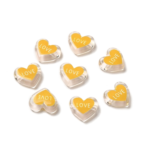 

PandaHall Printed Transparent Acrylic Beads, Heart with LOVE, Yellow, 17.5x20x5mm, Hole: 3mm Acrylic Heart Yellow