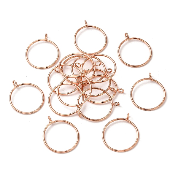 

PandaHall Brass Hollow Pendants, Long-Lasting Plated, Ring, Rose Gold, 29mm, Hole: 2.5mm Brass Ring
