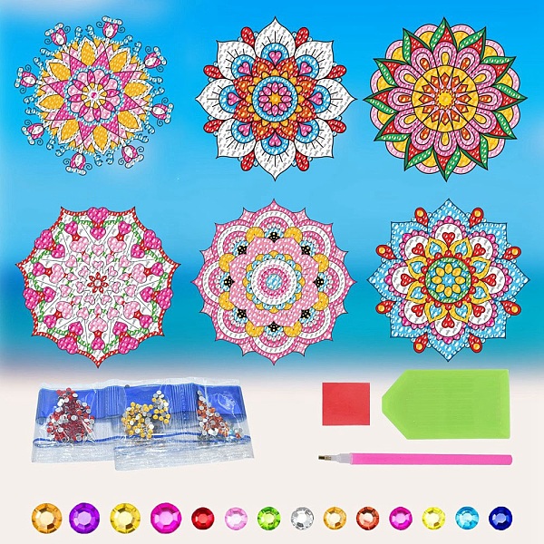 

PandaHall Mandala Flower DIY Diamond Painting Window Sticker Kits, Including Resin Rhinestones Bag, Diamond Sticky Pen, Tray Plate and Glue..., Multicolor