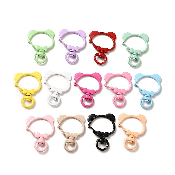 

PandaHall Spray Painted Alloy Swivel Clasps, Bear Head, Mixed Color, 36x26.5x5.5mm Alloy