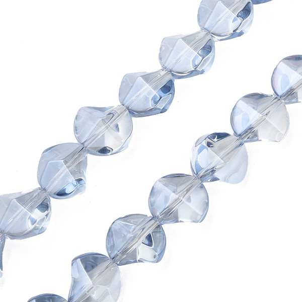 

PandaHall Electroplate Glass Beads Strands, Pearl Luster Plated, Twist, Light Steel Blue, 13x13.5x9mm, Hole: 1.2mm, about 45Pcs/strand...