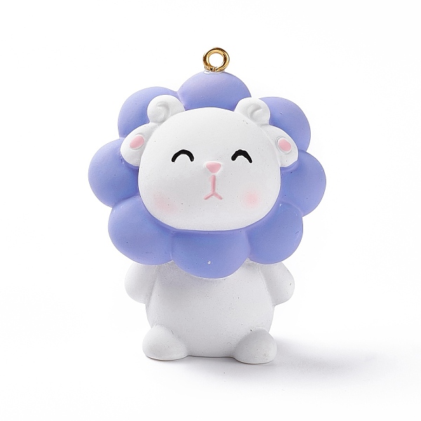 

PandaHall Opaque PVC Plastic Big Pendants, with Golden Tone Iron Loops, Animal Charm, Medium Slate Blue, Sheep Pattern, 55x44x32mm, Hole...