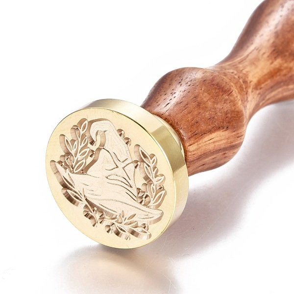 

PandaHall Brass Wax Seal Stamp, with Wooden Handle, for Post Decoration, DIY Card Making, Magic Themed Pattern, Golden, 90x26mm Brass Others