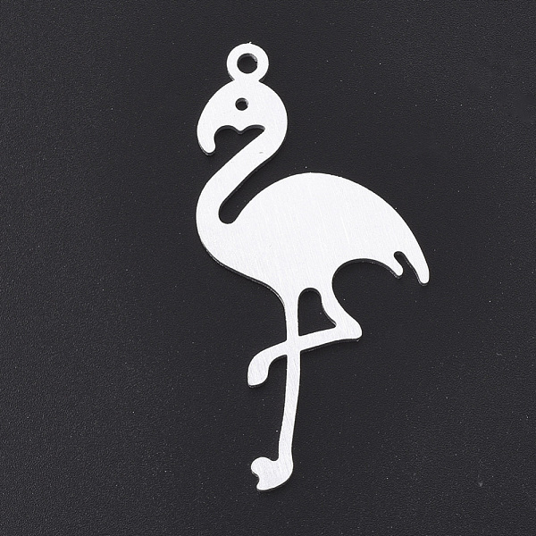 

PandaHall Aluminium Big Pendants, Laser Cut Big Pendants, Flamingo Shape, Silver Color Plated, 54x27x1mm, Hole: 2mm Aluminum Bird