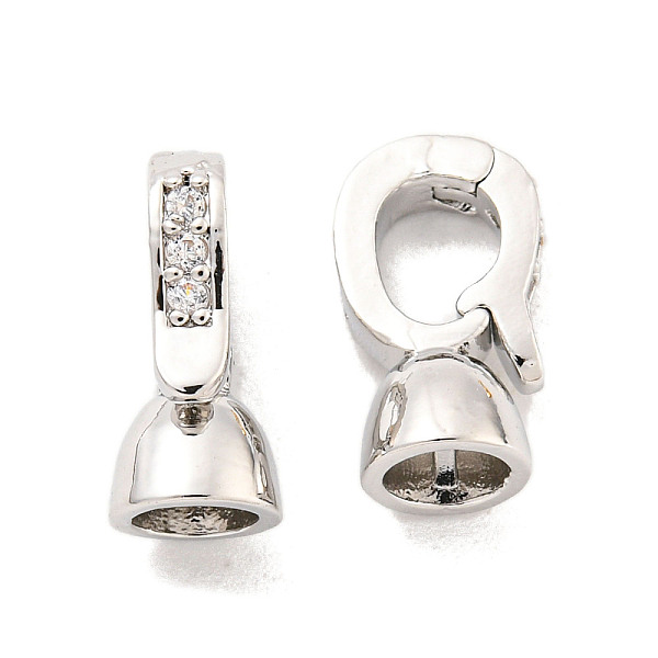 

PandaHall Brass Micro Pave CLear Cubic Zirconia Fold Over Clasps, Oval, Platinum, 12.5x7x5.5mm Brass+Cubic Zirconia Clear