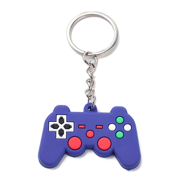 

PandaHall PVC Game Controller Keychain, with Platinum Iron Ring Findings, Dark Slate Blue, 8.05cm Plastic Others