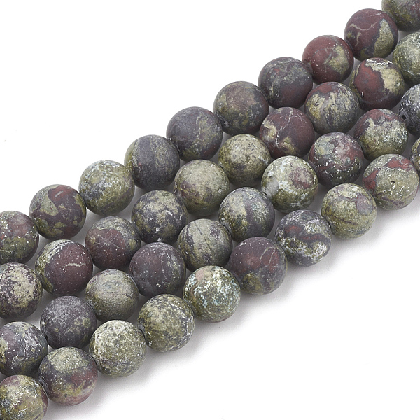 

PandaHall Natural Dragon Blood Stone Beads Strands, Frosted, Round, 10mm, Hole: 1.2mm, about 36pcs/strand, 14.9~15.1 inch(38~38.5cm) Dragon...