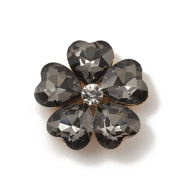

PandaHall Alloy Cabochons, with Glass Rhinestone, Ligh Gold, Flower, Gray, 19x19x5.5mm Alloy Flower Gray