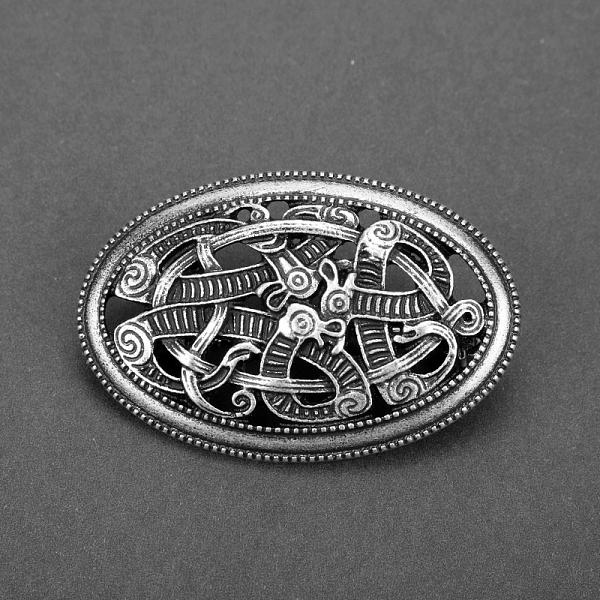 

PandaHall Viking Knot Alloy Brooches for Men, Flat Round, Antique Silver, 35mm Alloy Oval