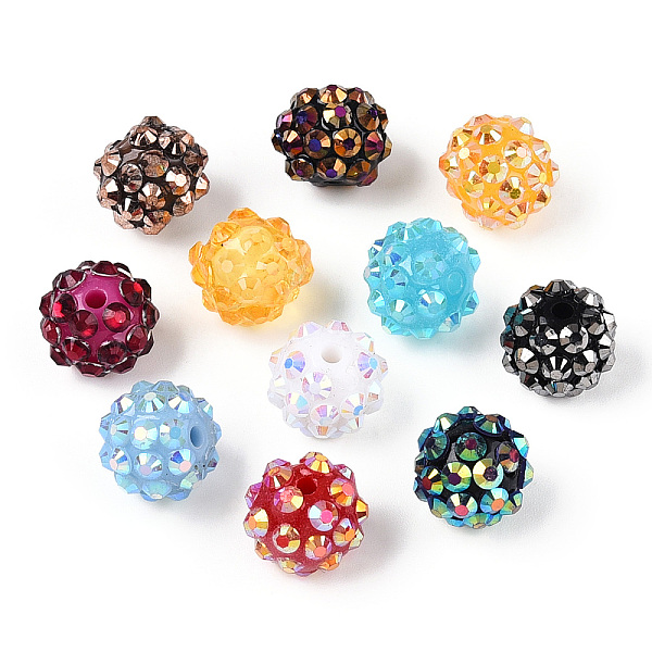 

PandaHall AB-Color Resin Rhinestone Beads, with Acrylic Round Beads Inside, for Bubblegum Jewelry, Mixed Color, 12x10mm, Hole: 2~2.5mm..., Multicolor