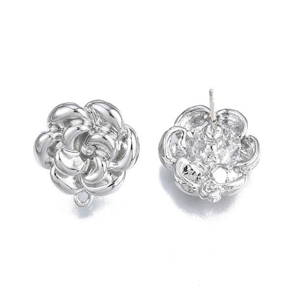 

PandaHall Alloy Stud Earring Findings, with Vertical Loops and 304 Stainless Steel Pins, Flower, Cadmium Free & Nickel Free & Lead Free...