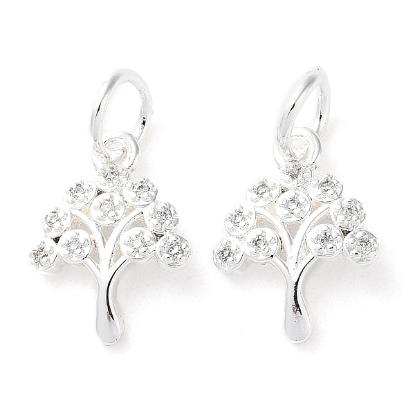 

PandaHall Rack Plating Brass Micro Pave Clear Cubic Zirconia Charms, Long-Lasting Plated, with Jump Rings, Tree, Silver, 14x10x2mm...