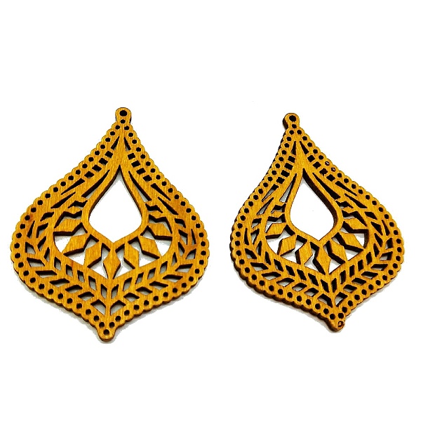 

PandaHall Hollow Wood Big Pendants, for Jewelry Making, Teardrop, 51x3mm Wood Teardrop