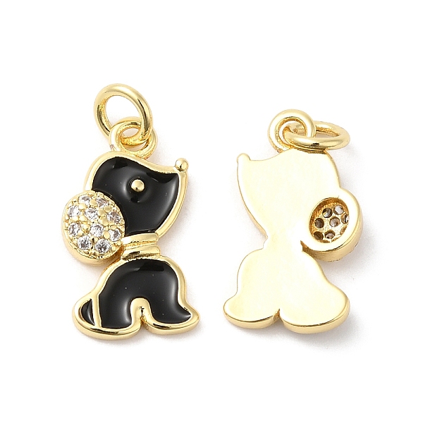 

PandaHall Real 16K Gold Plated Brass Micro Pave Clear Cubic Zirconia Pendants, with Enamel and Jump Ring, Dog Charms, Black, 17x9.5x3mm...