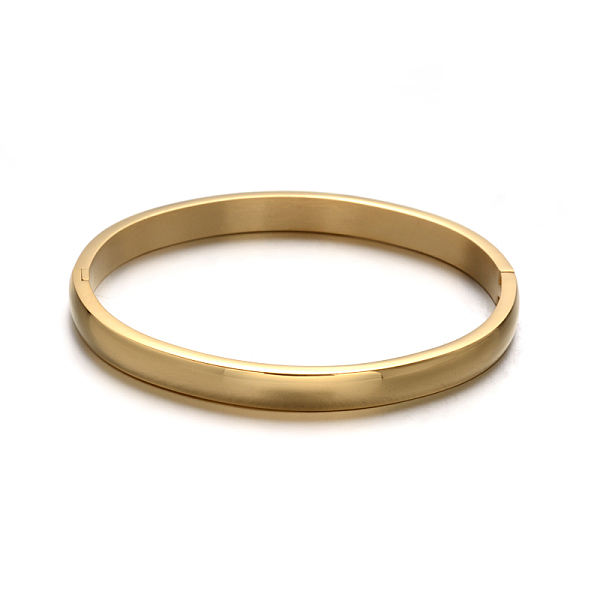 

PandaHall Fashionable Unisex 304 Stainless Steel Bangles, Golden, 50x59mm 304 Stainless Steel