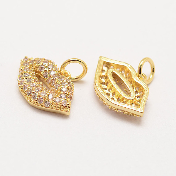 

PandaHall Brass Micro Pave Grade AAA Cubic Zirconia Charms, Long-Lasting Plated, Lip, Cadmium Free & Nickel Free & Lead Free, Clear, Real...