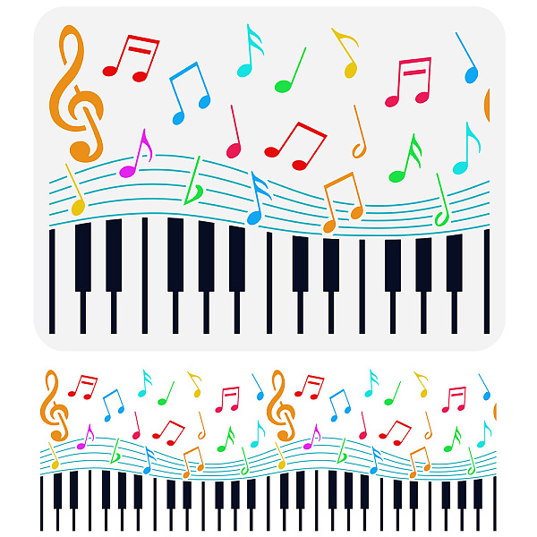 PandaHall FINGERINSPIRE Music Note Stencil 11.7x8.3 inch Musical Painting Stencil Plastic Piano Keyboard & Music Notes Patterns Template...
