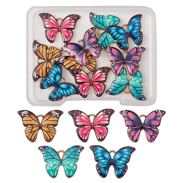 10Pcs 5 Colors Printed Alloy Pendants