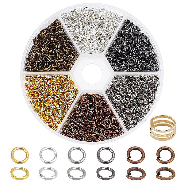 

PandaHall 1 Box 6 Color Iron Jump Rings, Open Jump Rings, Mixed Color, 4x0.7mm, about 2.6mm inner diameter, about 3300pcs/box Iron