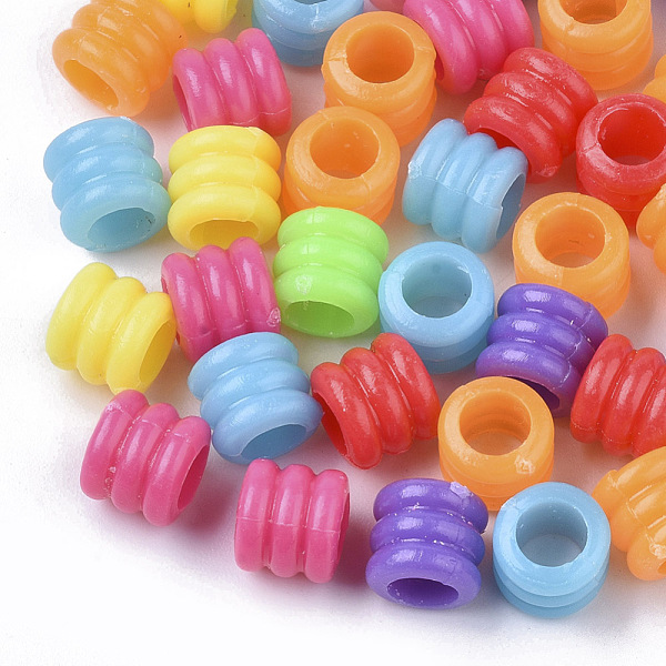 

PandaHall Opaque Acrylic European Beads, Large Hole Groove Beads, Column, Mixed Color, 6.5x7mm, Hole: 4mm, about 4100pcs/500g Acrylic Column..., Multicolor