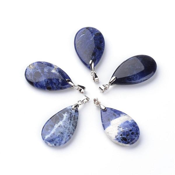 

PandaHall Natural Sodalite Pendants, with Brass Findings, teardrop, Platinum, 30x18x6mm, Hole: 5x4mm Sodalite Teardrop
